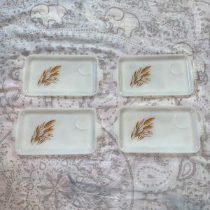 Vintage Anchor Hocking Wheat Snack Set Trays Plate